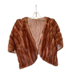 🌵Vintage Mink Leather Fur Cape Shawl Coat🌵